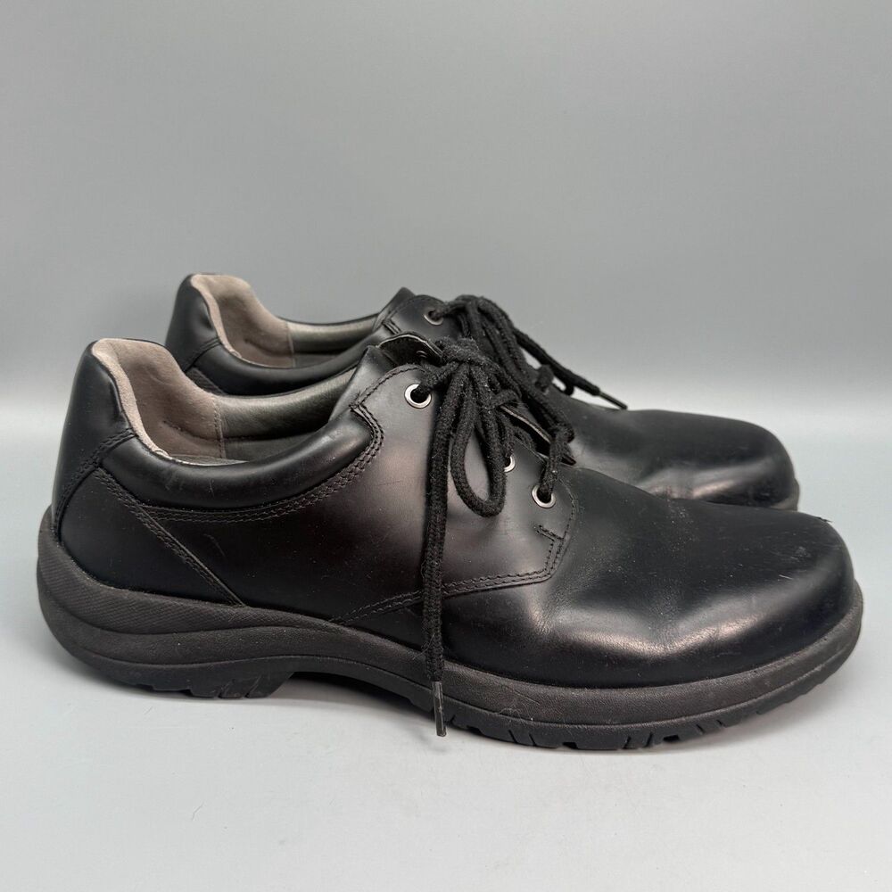 Dansko Men's 12.5 Black Leather Slip Resistant Lace Up Low Comfort Oxford Shoes